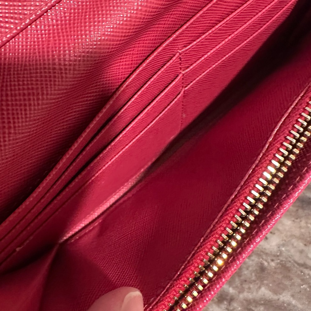 Authentic Prada Saffiano Leather Continental Flap Wallet - Pink Gold Accents EUC - Picture 7 of 17